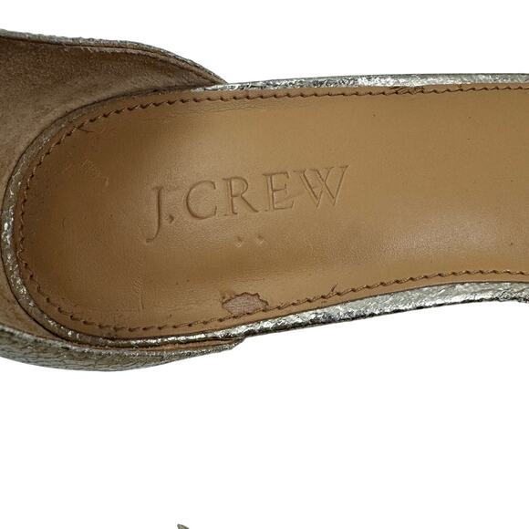 J. Crew Metallic Gold Demi-Wedge Ankle Strap Sandals Women's Size 8.5 - Picture 8 of 9